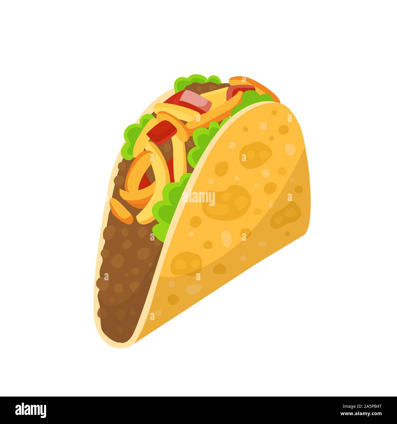 Traditional mexican food - taco, delicious tacos, isolated on white Stock Vector