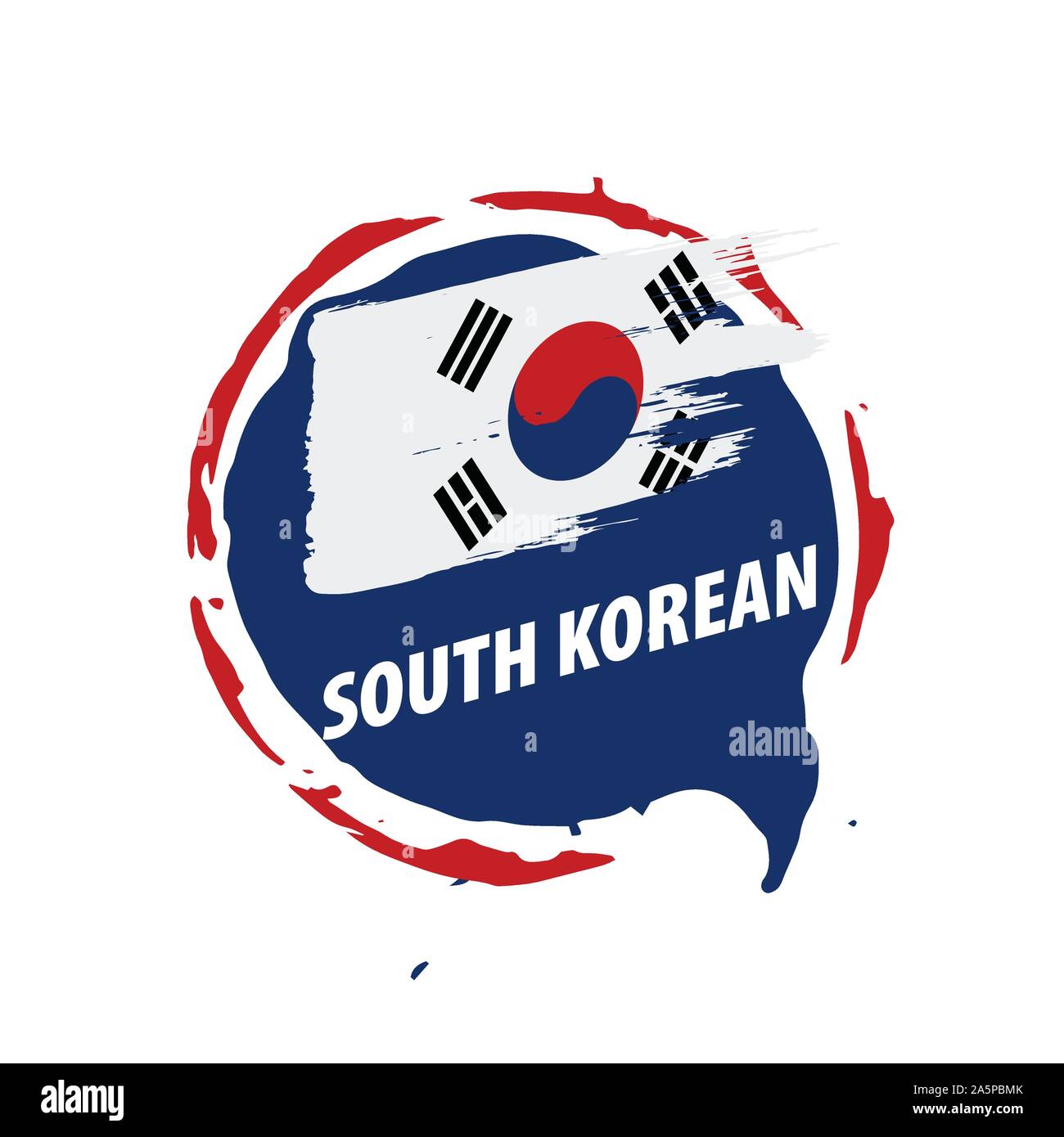South Korean flag, vector illustration on a white background Stock