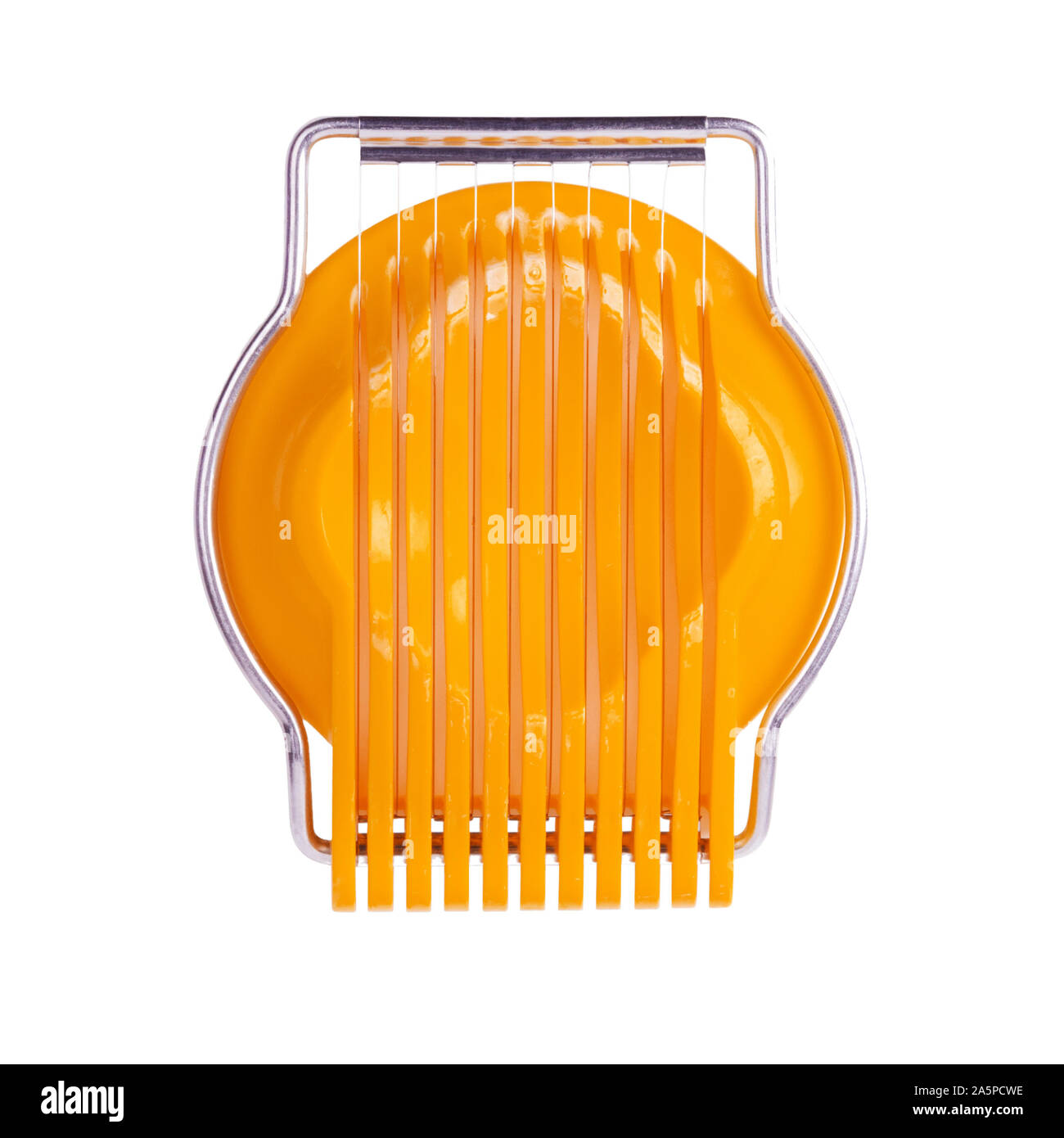 Egg cutter for cutting boiled eggs. Isolated on white background. Path selection. Stock Photo
