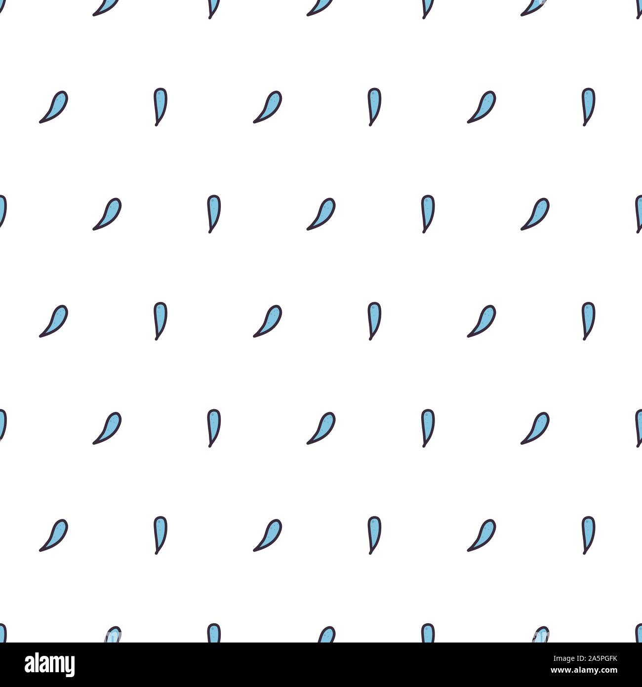 Water drop seamless pattern on white background. Bright vector design