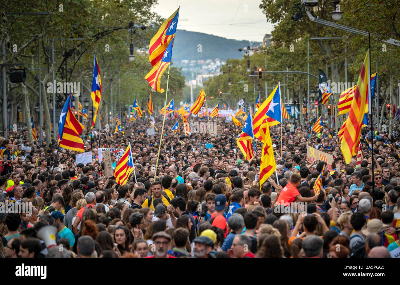 Barcelona. General Strike demonstration .October 18,2019 Stock Photo