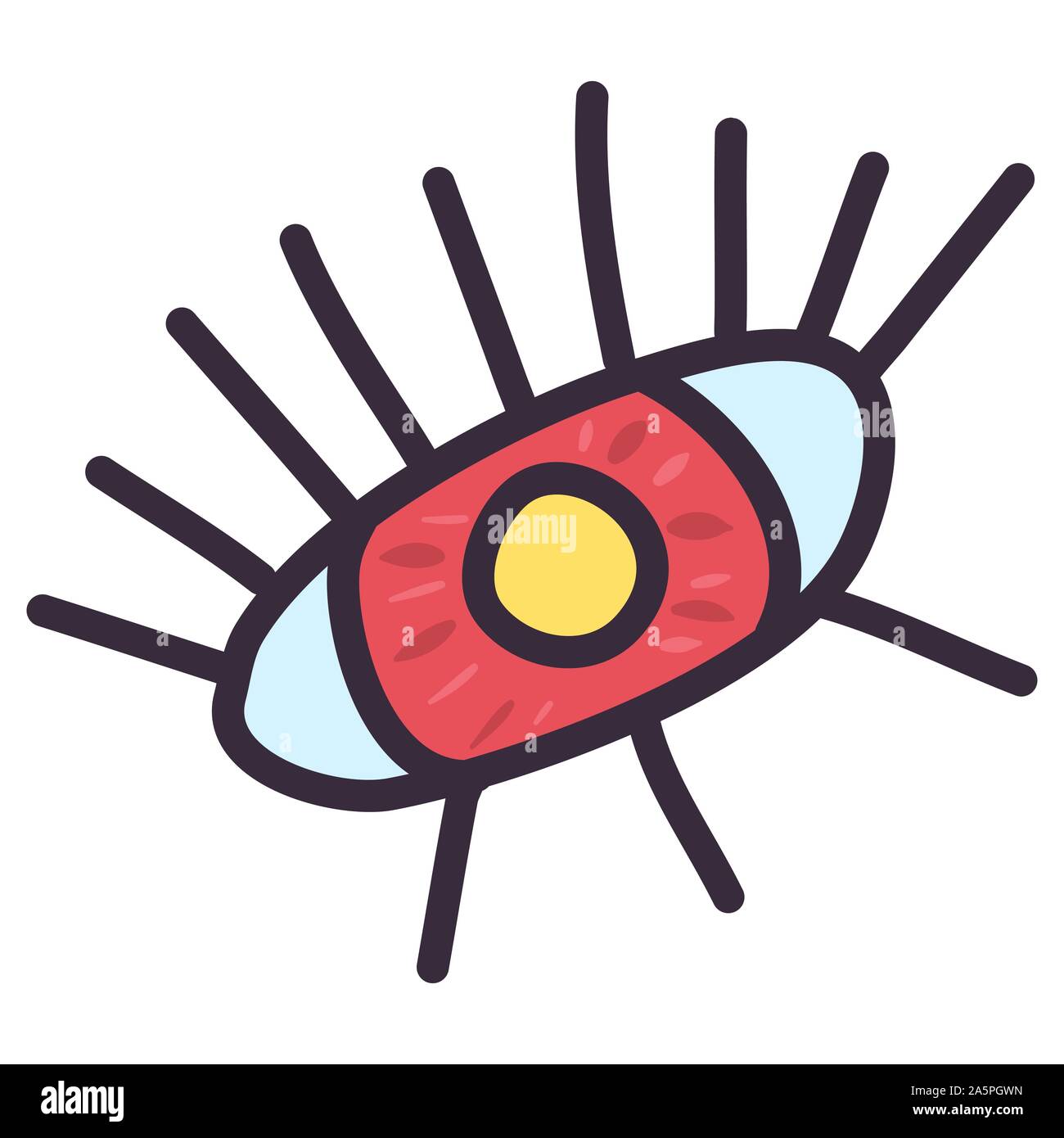 Line eye illustration icon in doodle style. Flat cartoon hand drawing ...