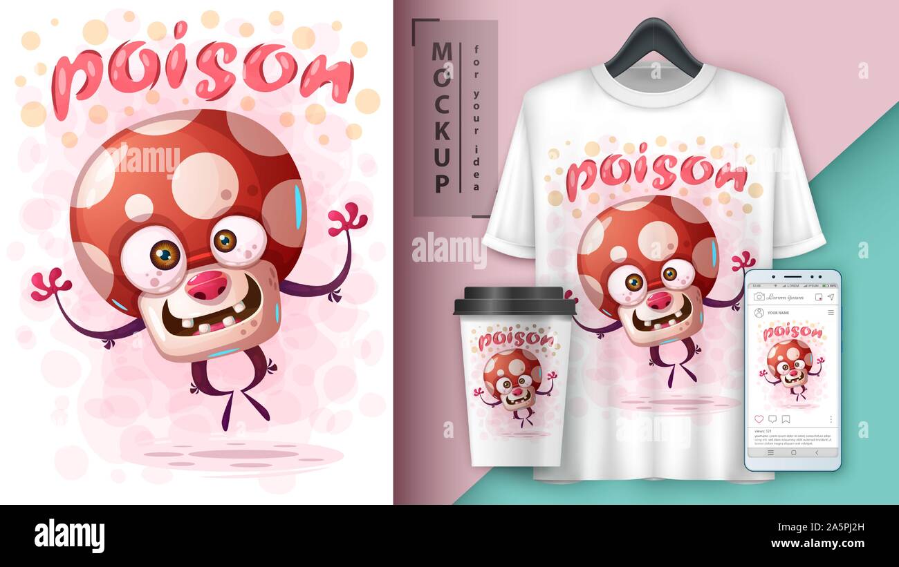 Jump mushroom - mockup for your idea Stock Vector