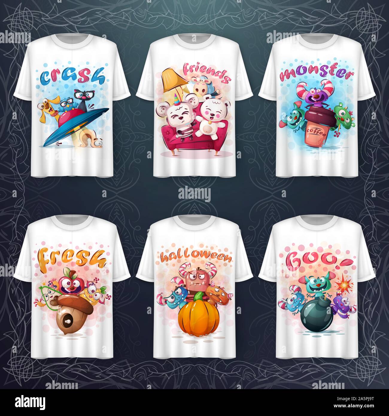 Halloween horror characters and merchandising Stock Vector