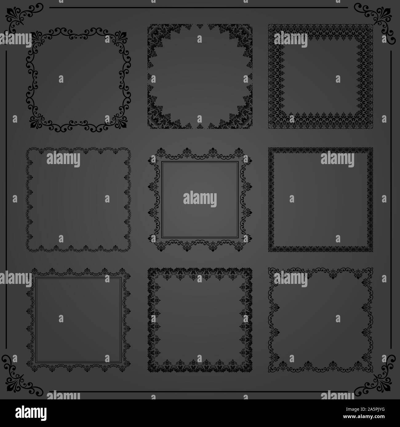 Vintage Set of Horizontal, Square and Round Elements Stock Photo - Alamy