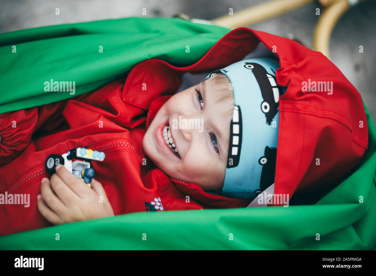 Smiling boy looking away Stock Photo