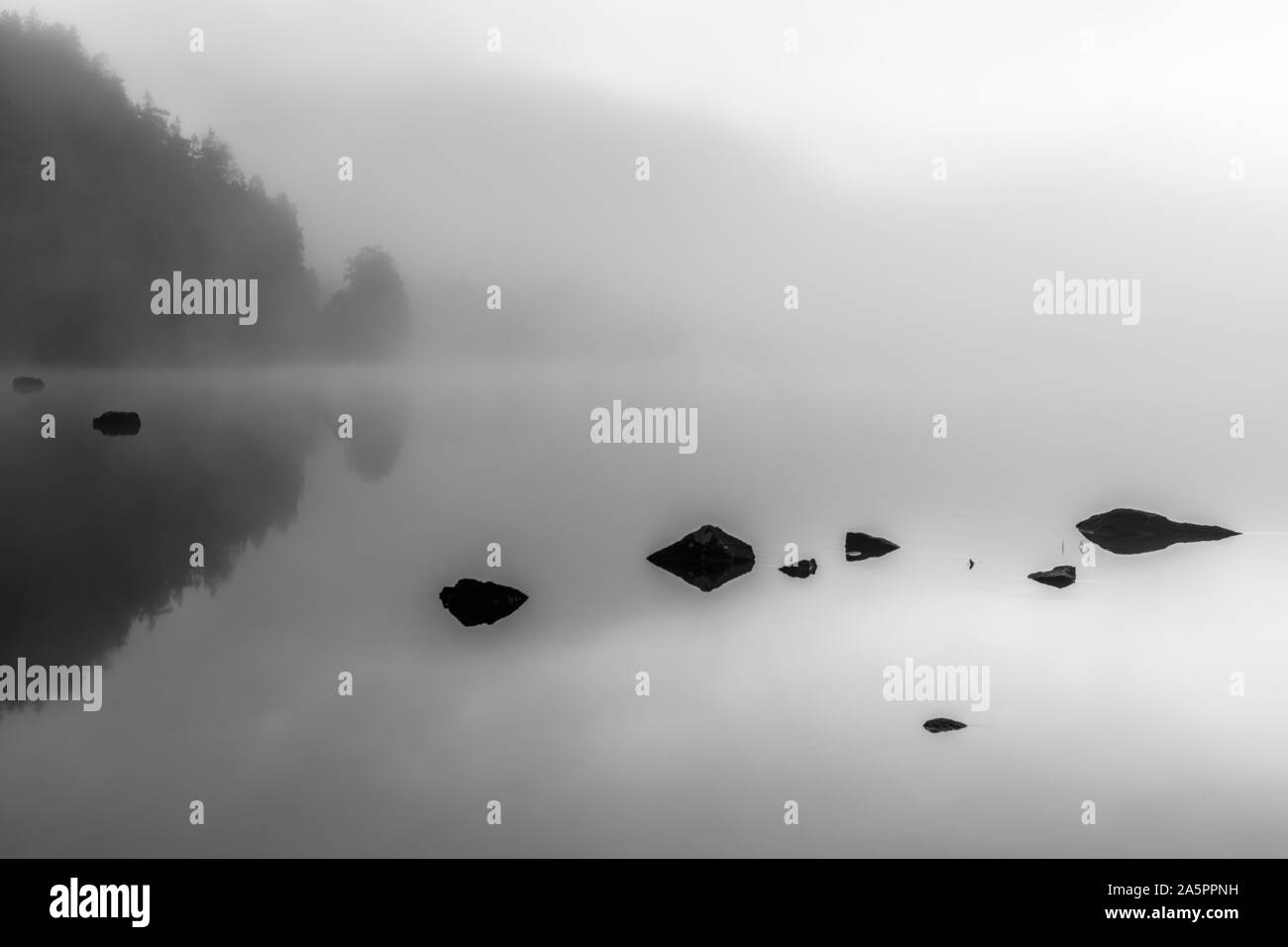 Fog lake scandinavia Black and White Stock Photos & Images - Alamy