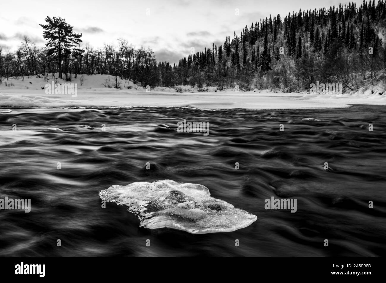 Rural landscape small river Black and White Stock Photos & Images - Alamy