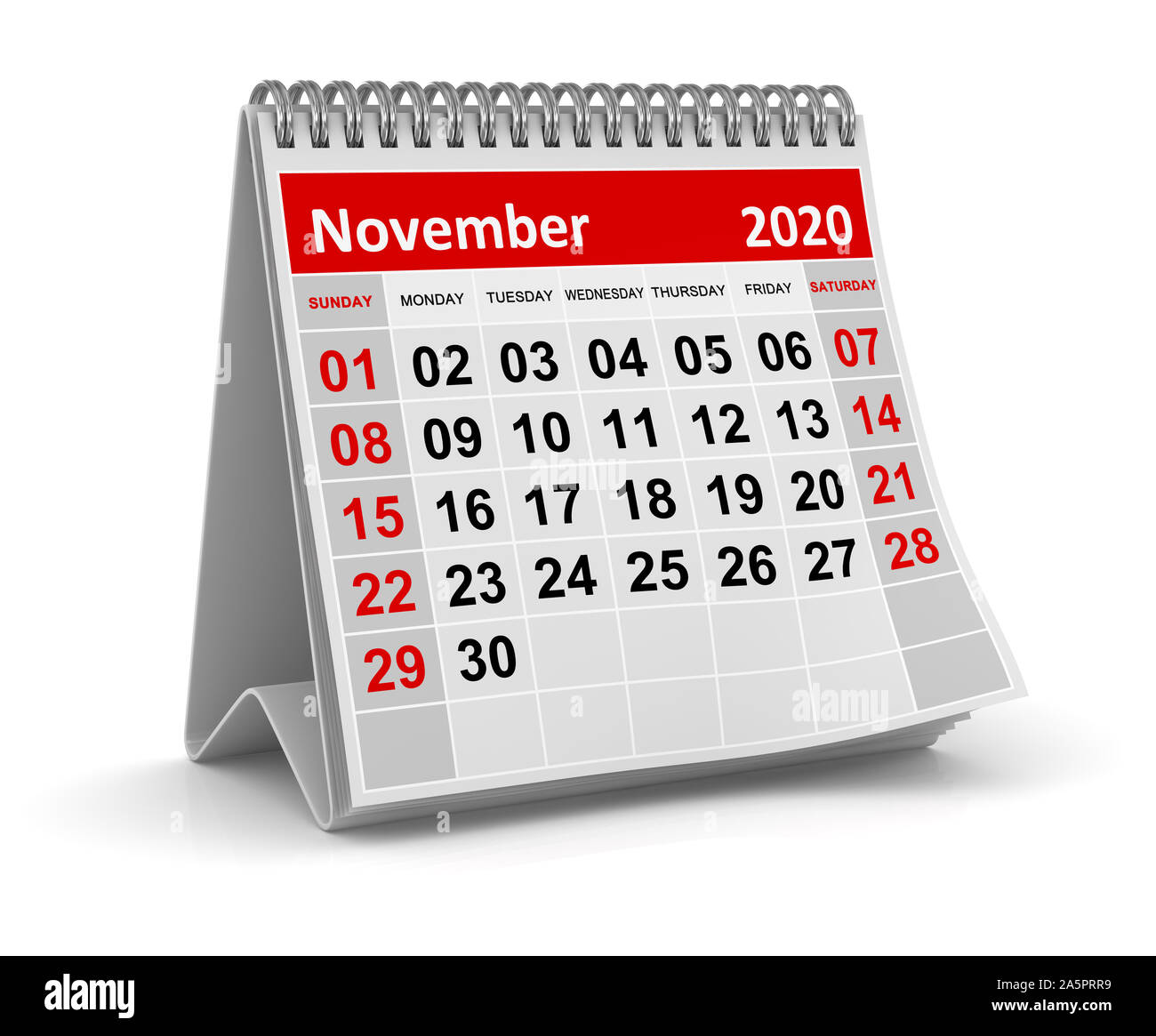 November 2020 , This is a 3d rendered computer generated image. Isolated on white. Stock Photo