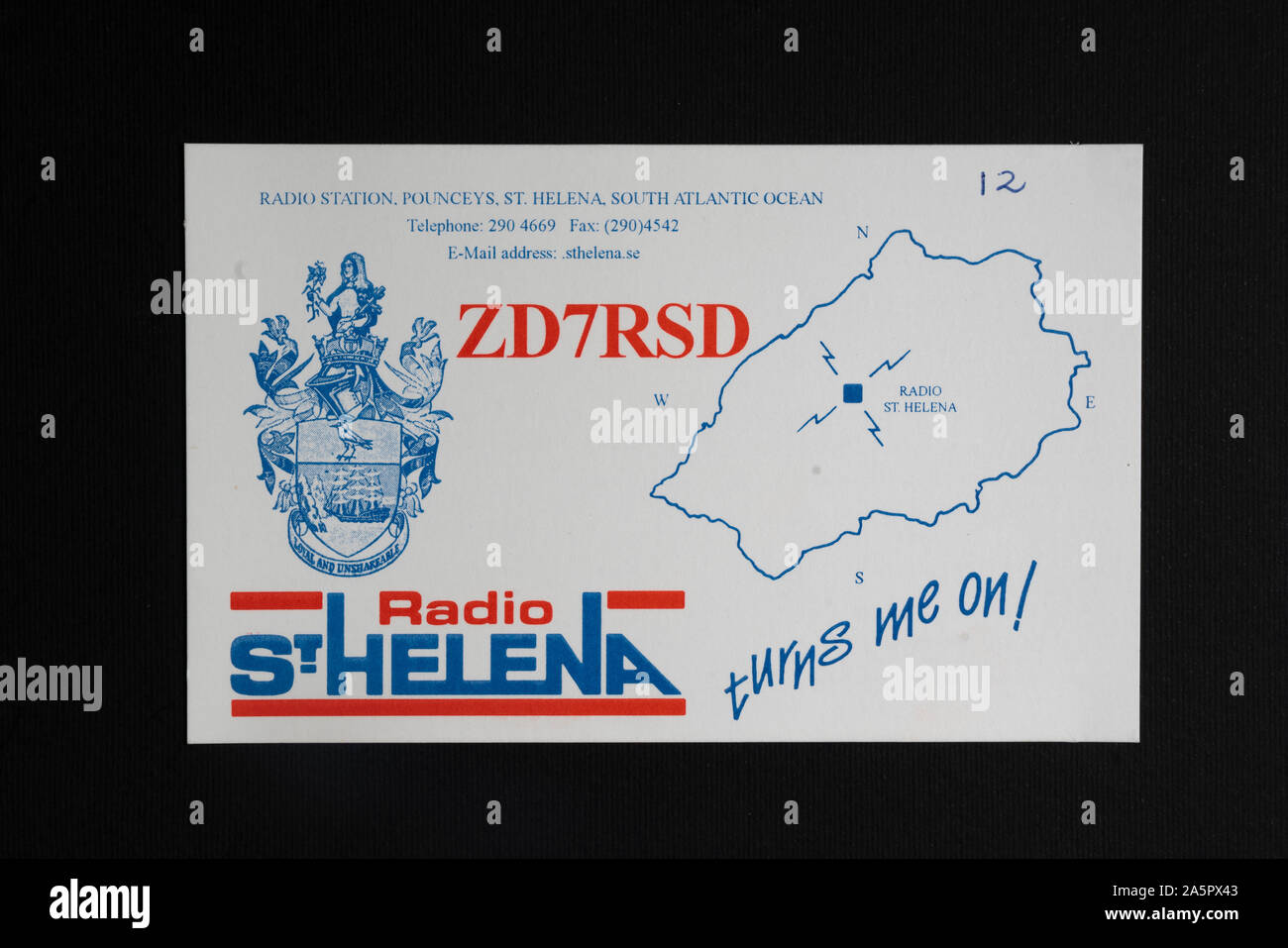 a QSL verification card of Radio St. Helena Stock Photo - Alamy