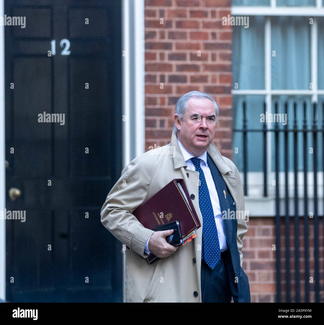 London, UK. 22nd Oct, 2019. Geoffrey Cox MP PC Attorney General arrives at Downing Street, London Credit: Ian Davidson/Alamy Live News Stock Photo