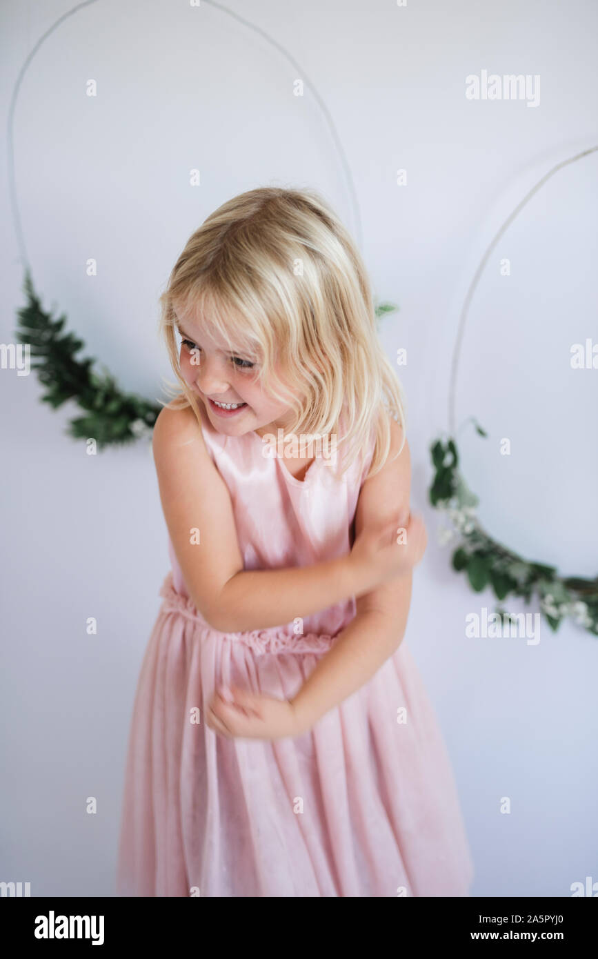 Smiling girl looking away Stock Photo