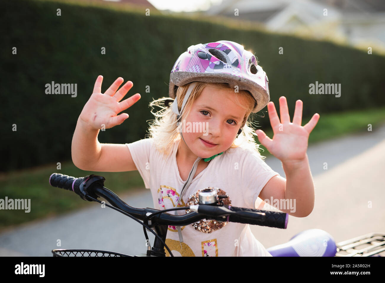 Girl on bicycle Stock Photo