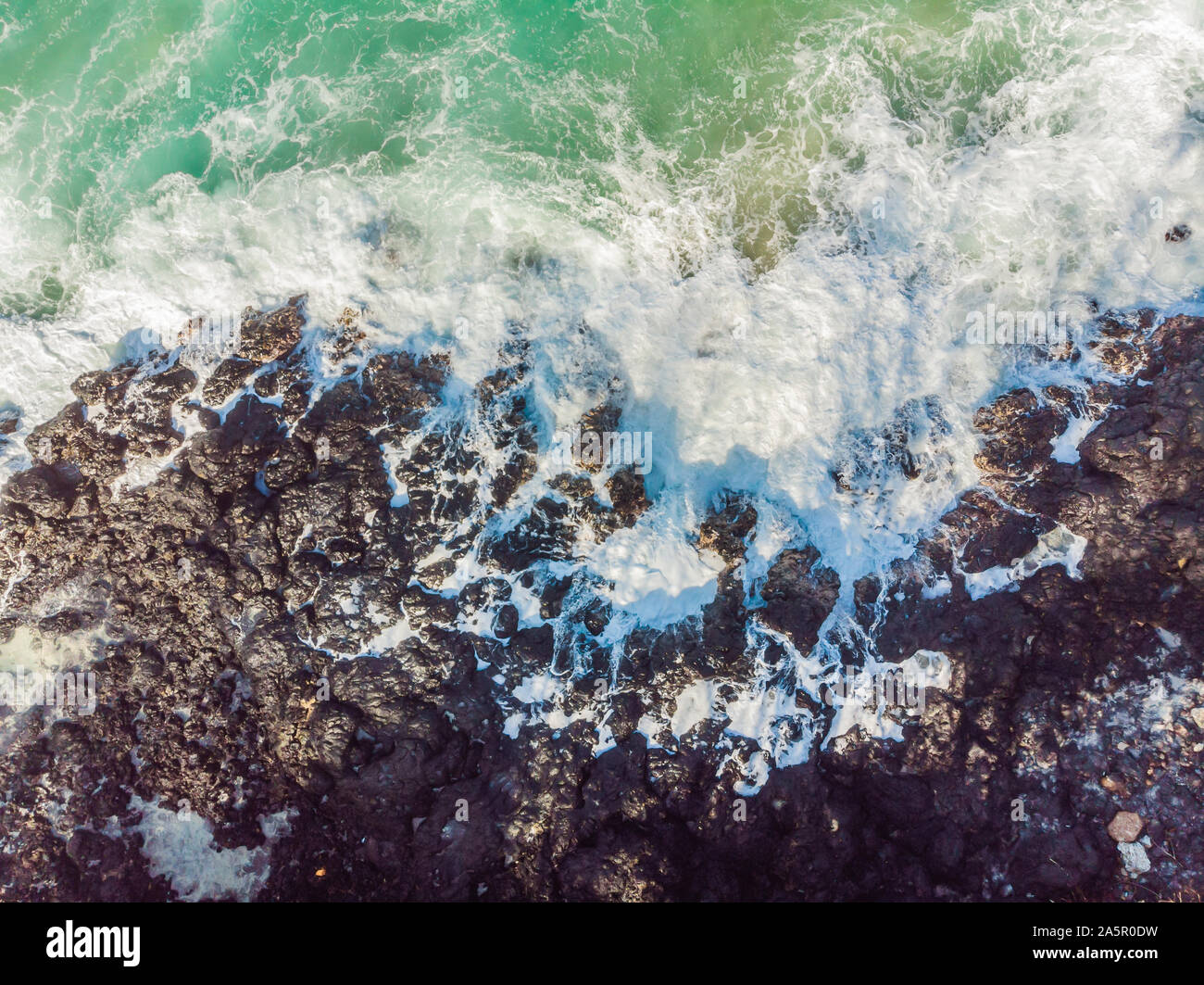 Aerial view of sea waves and fantastic Rocky coast Stock Photo - Alamy