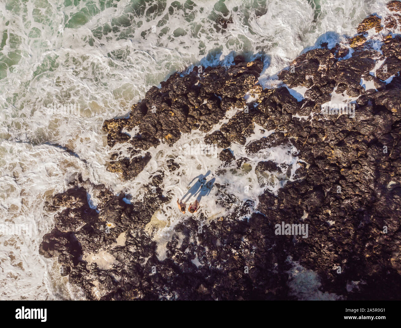 Aerial view of sea waves and fantastic Rocky coast Stock Photo - Alamy