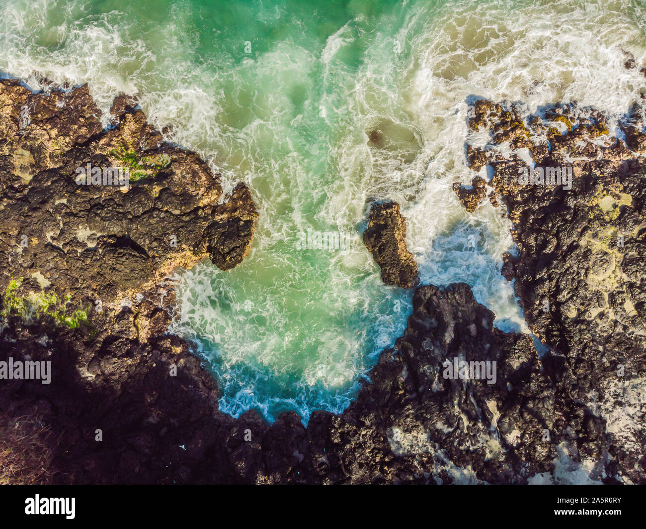 Aerial view of sea waves and fantastic Rocky coast Stock Photo - Alamy