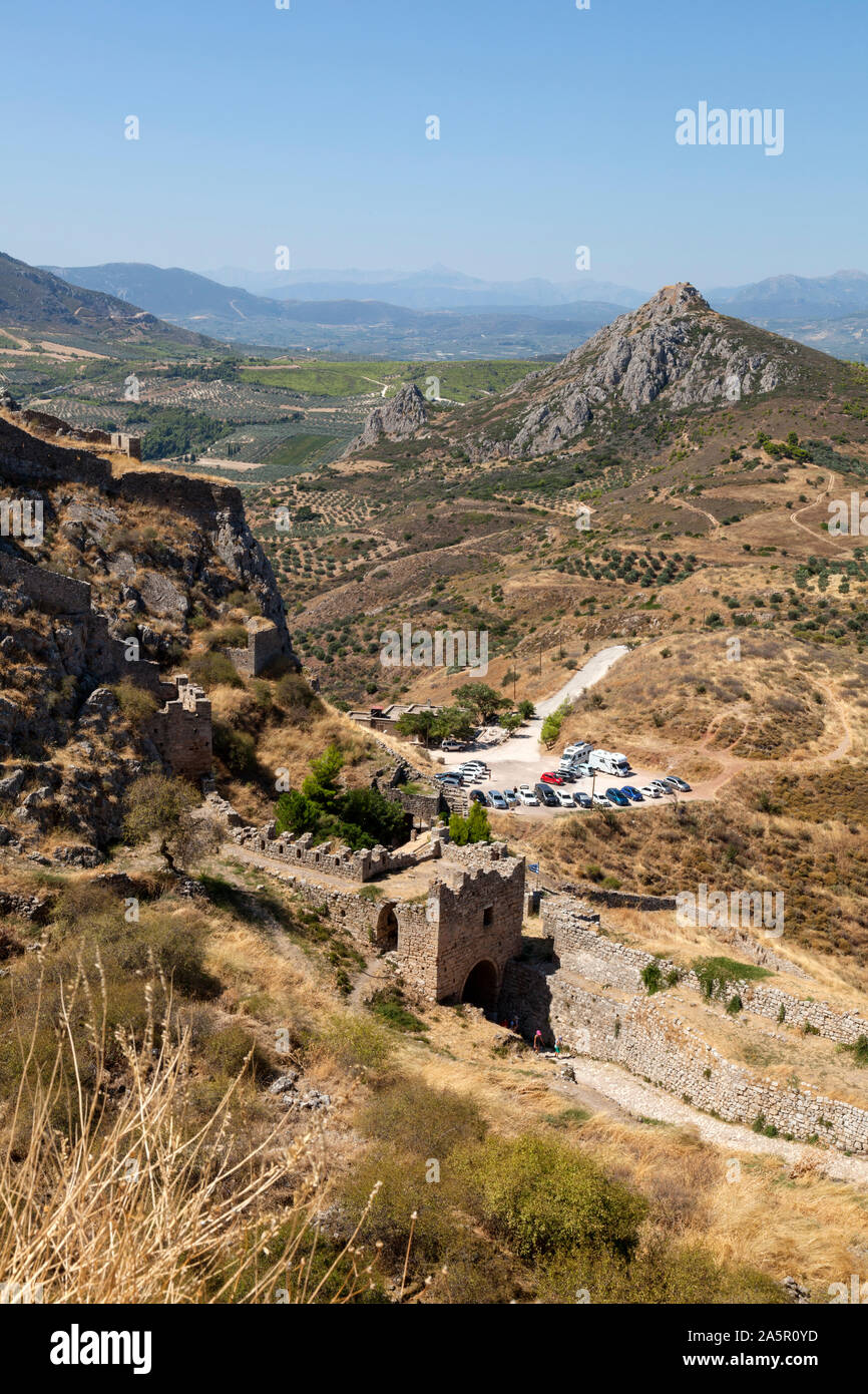 Acrocorinth or Corinth Castle, Corinth Greece Stock Photo