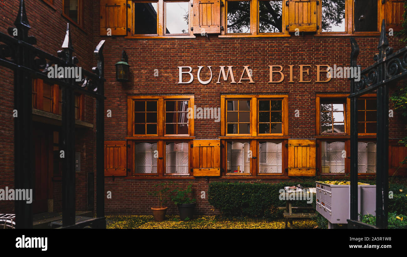 Leeuwarden,Netherlands - October 19, 2019 :  Buma Bibliotheek on Kerkstraat in Leeuwarden the capital of the province of Friesland, Netherlands Stock Photo