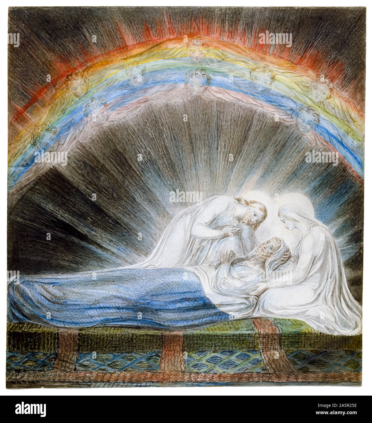 William Blake, The Death of Saint Joseph,  watercolor, graphite, and charcoal on wove paper, 1803 Stock Photo