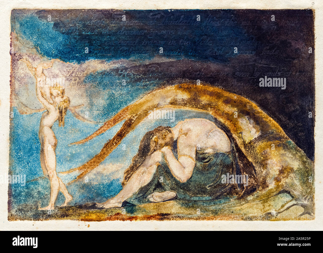 William Blake, Dream of Thiralatha, relief etching, colour printed, 1794-1796 Stock Photo
