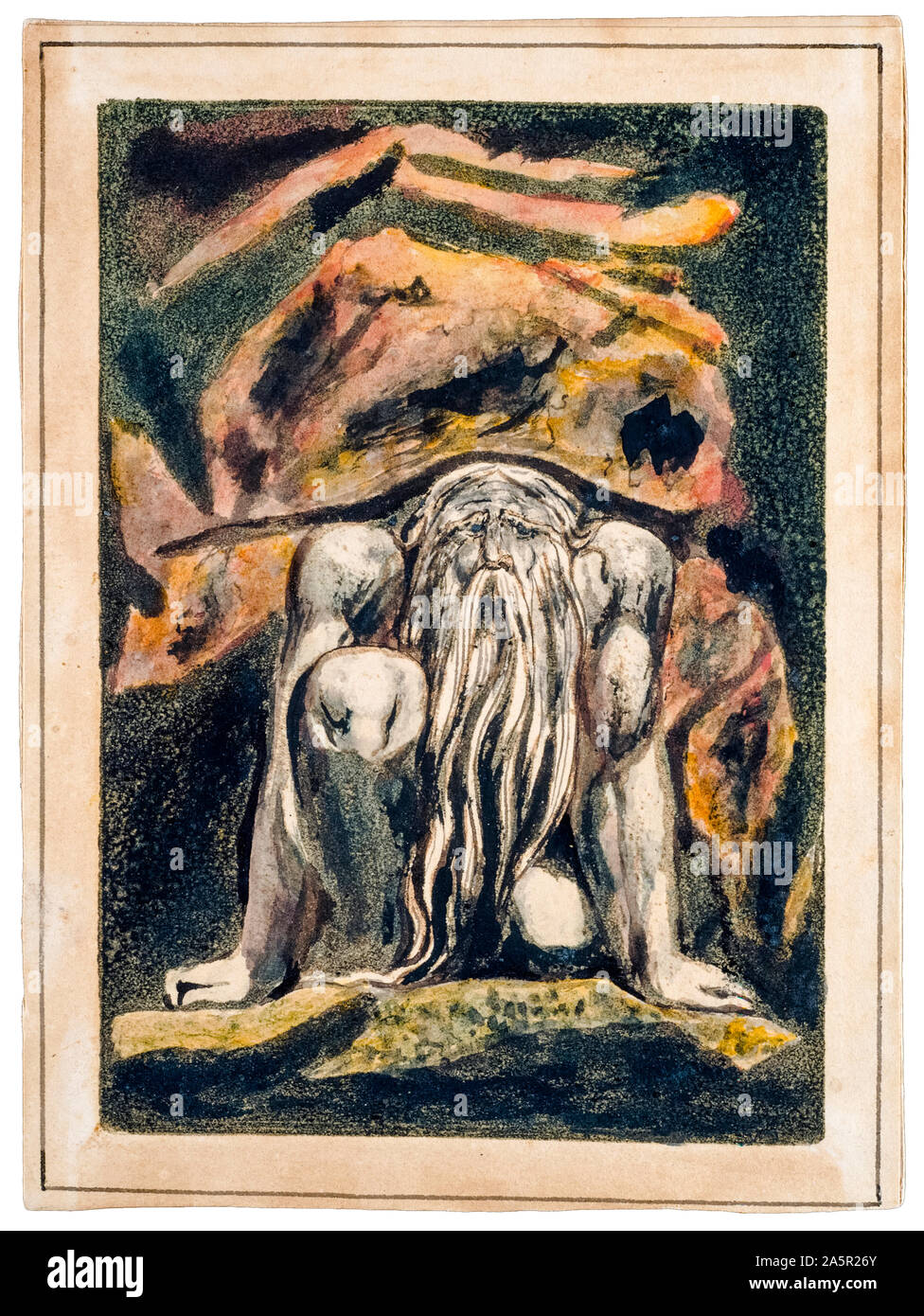 William Blake, Urizen, painting, relief etching, hand coloured, illustration, 1794-1796 Stock Photo