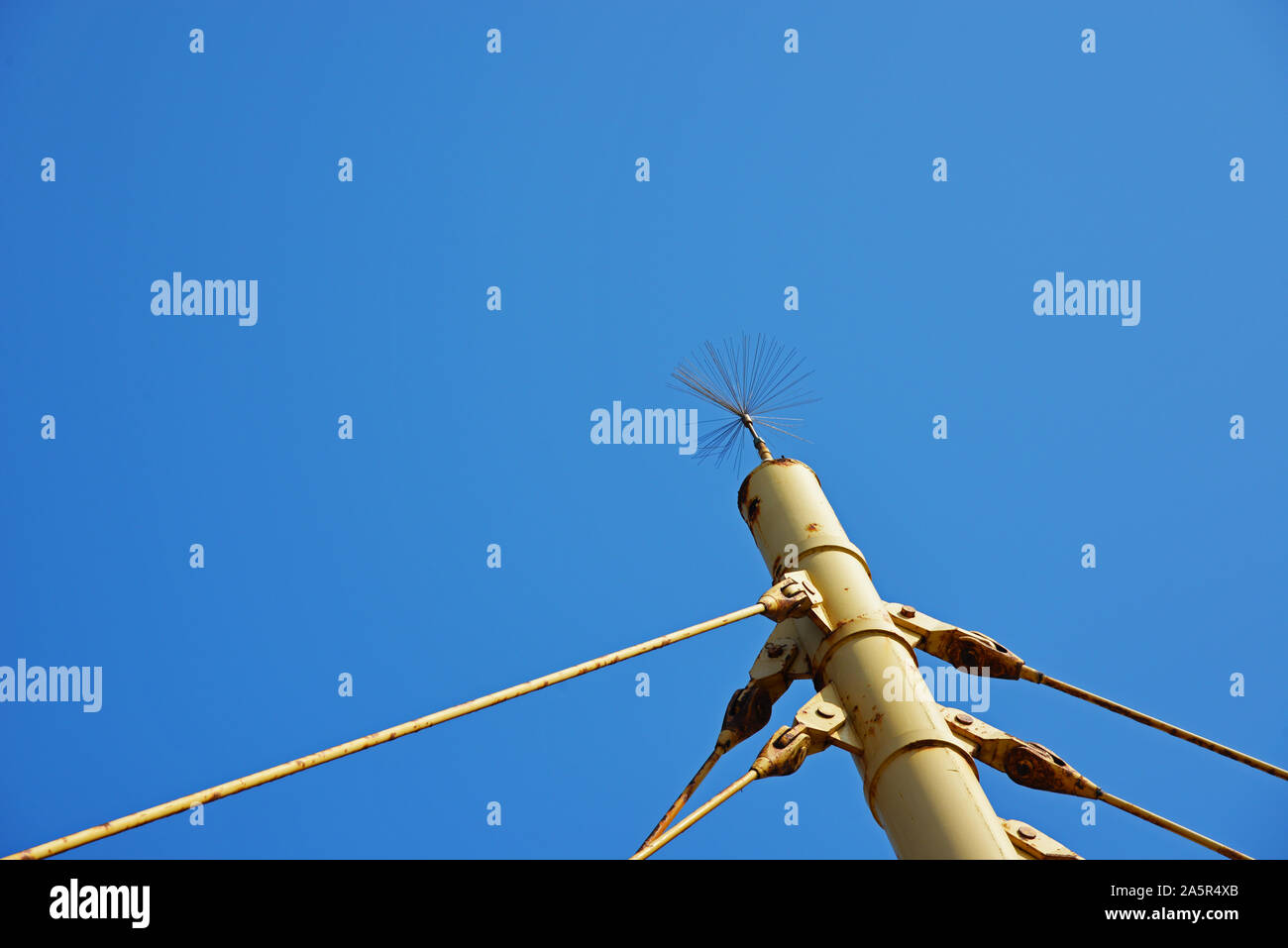 Lightning rod on top of a pillar supporting a bridge, against blue skies Stock Photo Alamy