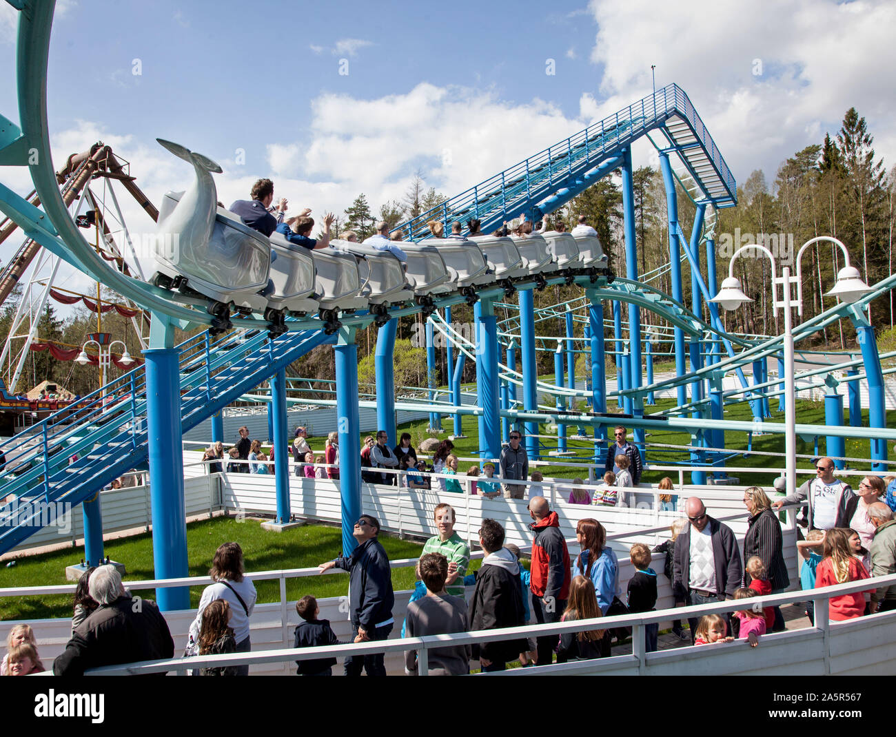 Kolmården Zoo. Roller coaster, The Dolphin Express.Photo Jeppe Gustafsson  Stock Photo - Alamy
