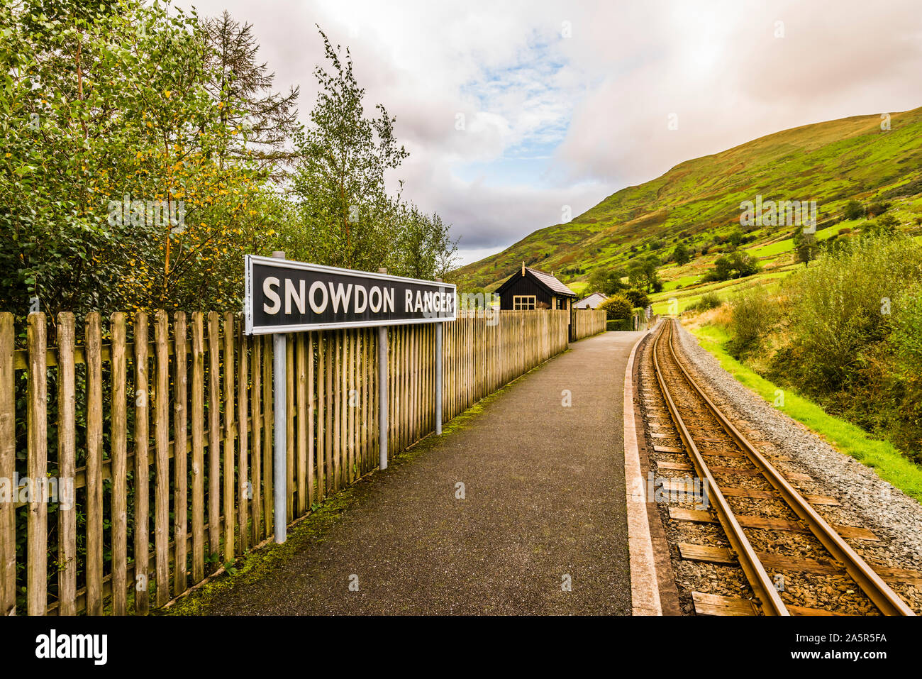 The start of the Snowdon Ranger path up Mount Snowdon, Snowdonia National Park, North Wales, UK Stock Photo