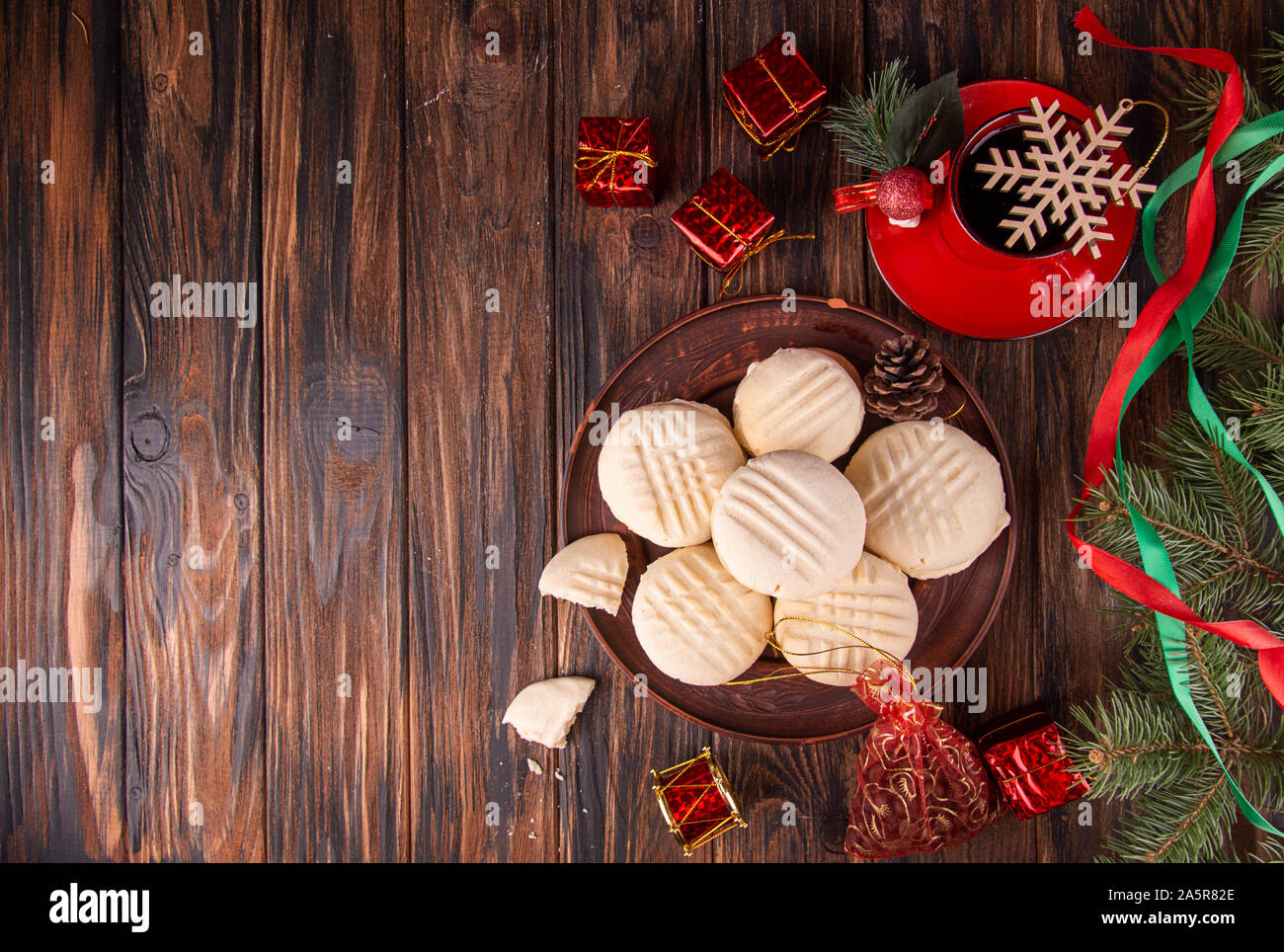 Traditional american Christmas cookies biscuits Melting Moments on