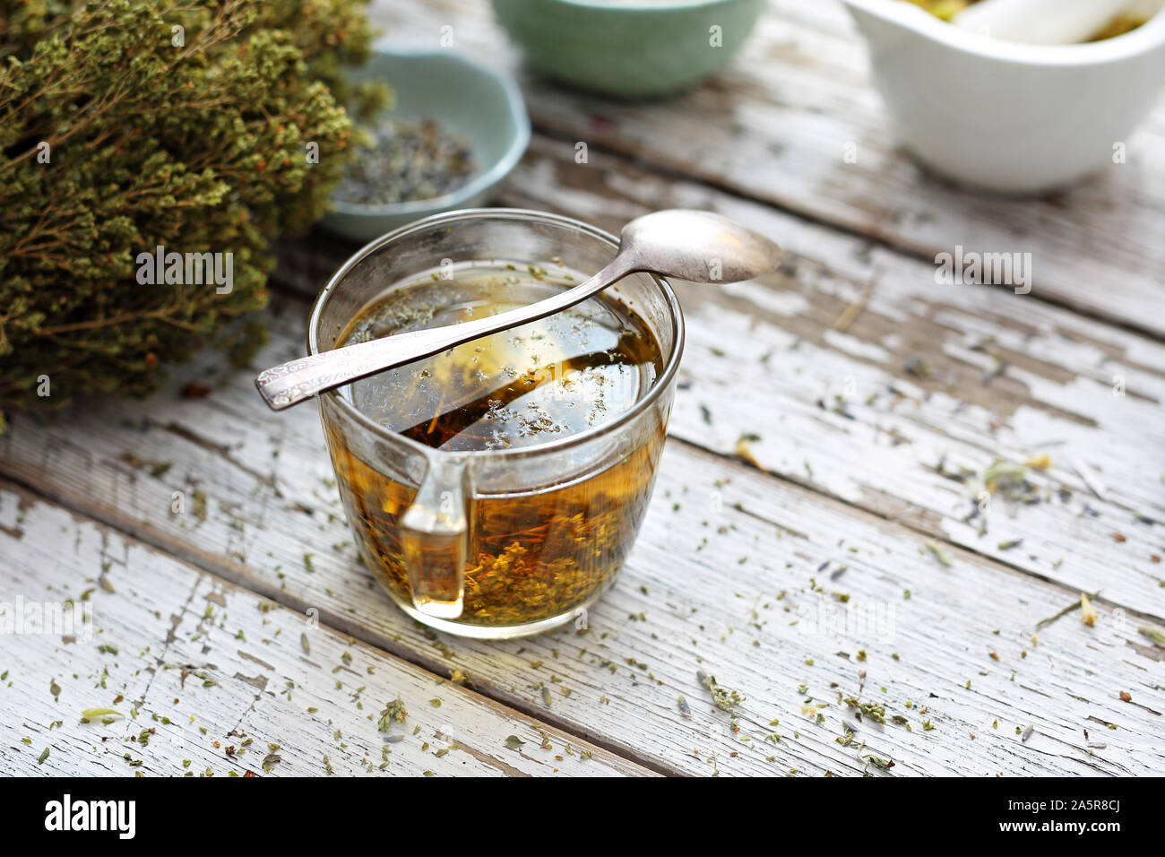 Herbal tea. Traditional, natural health infusions. Herbal first aid kit