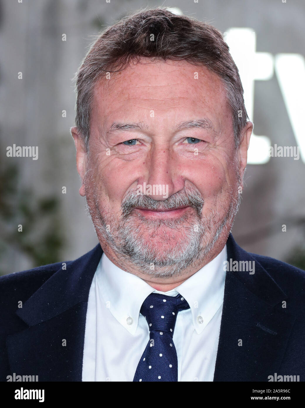 Westwood, United States. 21st Oct, 2019. WESTWOOD, LOS ANGELES, CALIFORNIA, USA - OCTOBER 21: Steven Knight arrives at the World Premiere Of Apple TV 's 'See' held at the Fox Village Theater on October 21, 2019 in Westwood, Los Angeles, California, United States. (Photo by Xavier Collin/Image Press Agency) Credit: Image Press Agency/Alamy Live News Stock Photo