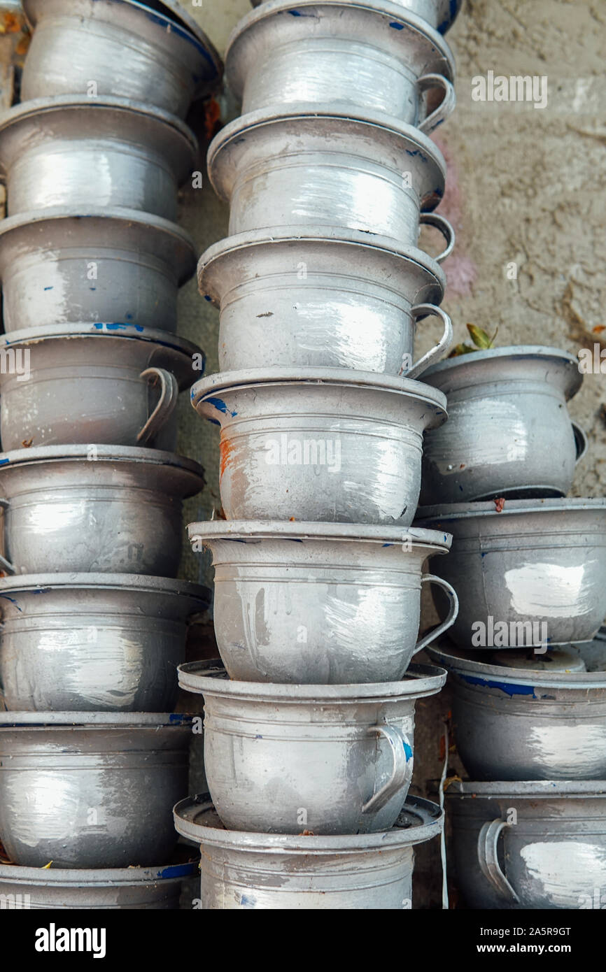 background of children's pots for toilet kids Stock Photo