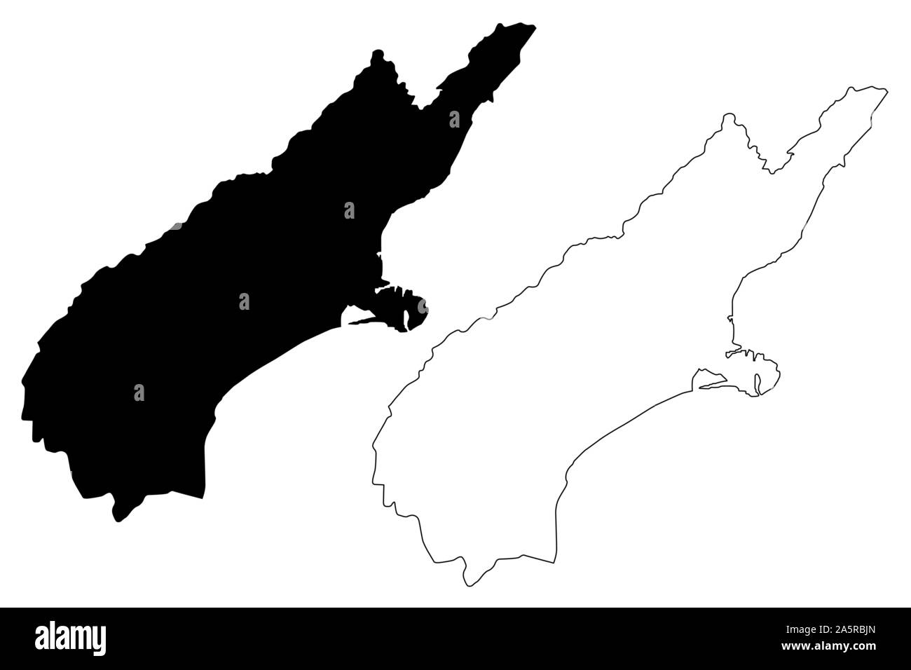 Canterbury Region (Regions of New Zealand, South Island) map vector illustration, scribble sketch Canterbury map Stock Vector