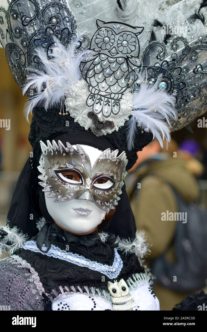 Europe, Italy, Carneval Venice, People with Mask and Costume, Stock Photo