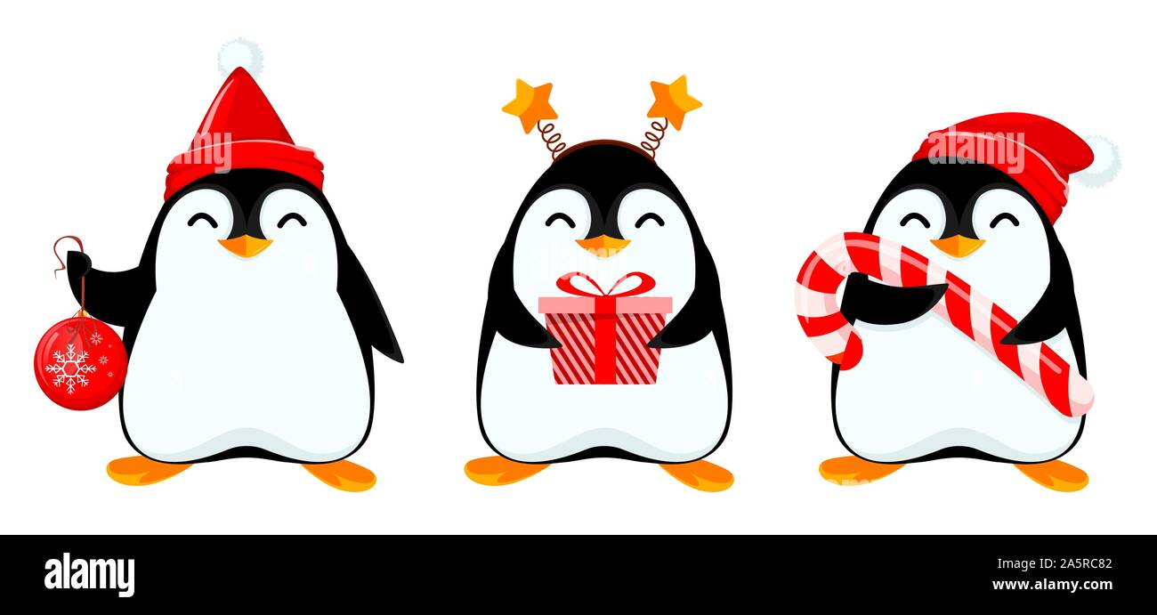 Cute little penguin, set of three poses. Funny cartoon character holds Christmas ball, holds gift box and holds big candy cane. Vector illustration on Stock Vector Image & Art - Alamy Cute little penguin, set of three poses. Funny cartoon character holds Christmas ball, holds gift box and holds big candy cane. Vector illustration on Stock Vector Image & Art - Alamy