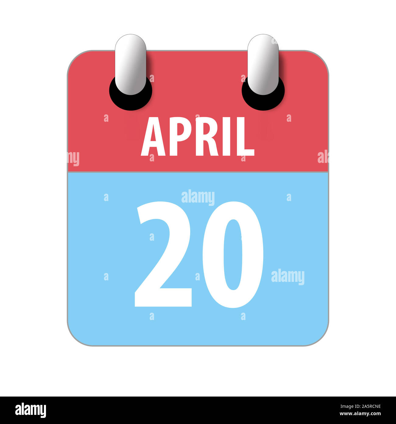 april 20th. Day 20 of month, Simple calendar icon on white background