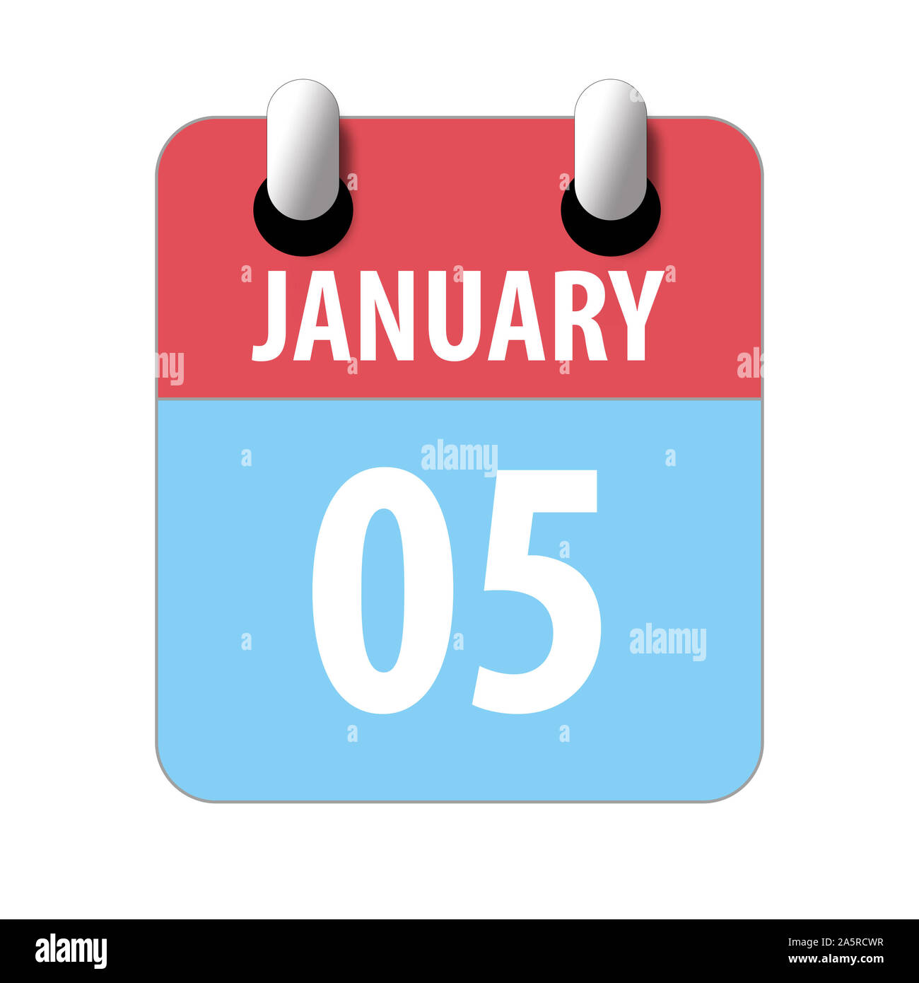 january 5th. Day 5 of month, Simple calendar icon on white background