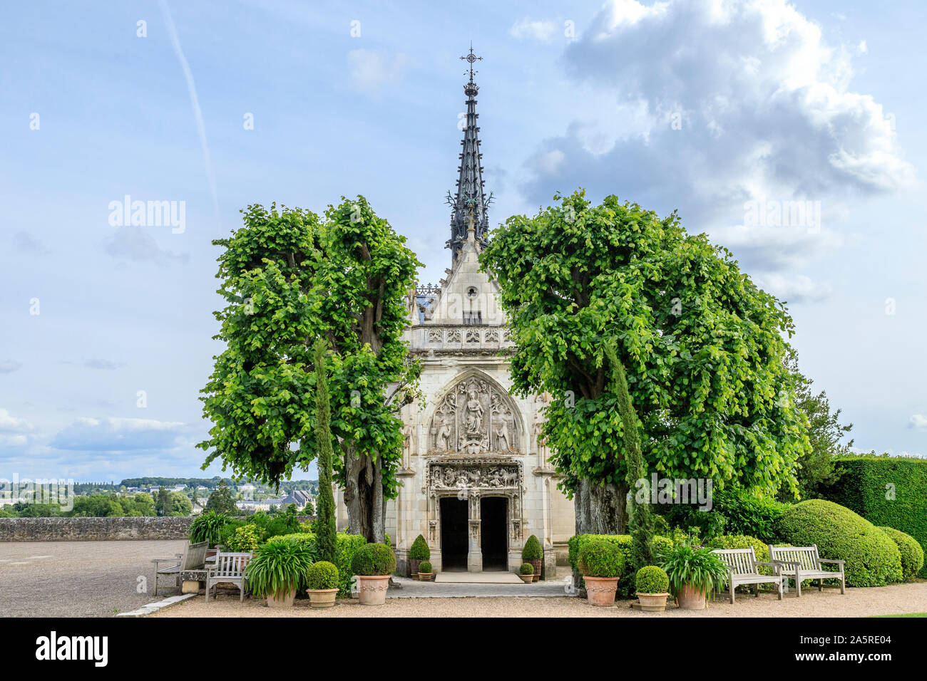 France, Indre et Loire, Loire valley listed as World Heritage by UNESCO, Amboise, Amboise royal castle, Saint Hubert chapel Stock Photo