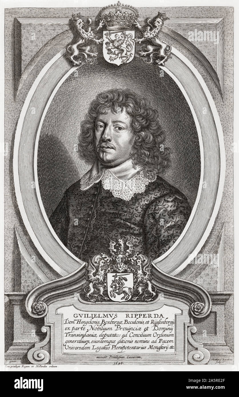 Willem, Baron Ripperda, 1600-1669.  Dutch Ambassador and negotiator during negotiations which led to the signing of the Peace of Westphalia. Stock Photo