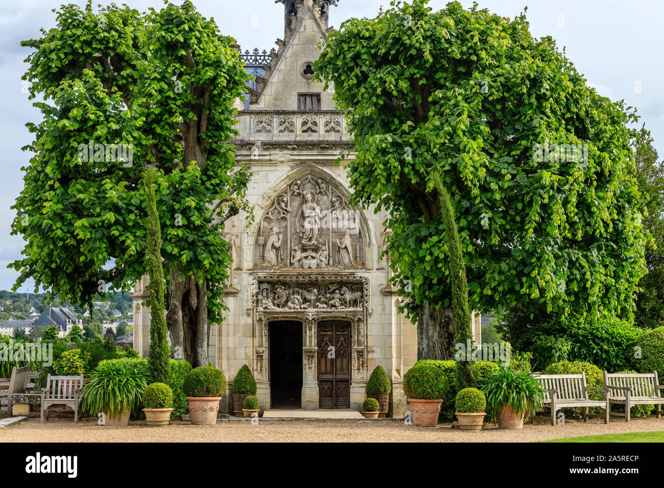 France, Indre et Loire, Loire valley listed as World Heritage by UNESCO, Amboise, Amboise royal castle, Saint Hubert chapel // France, Indre-et-Loire Stock Photo