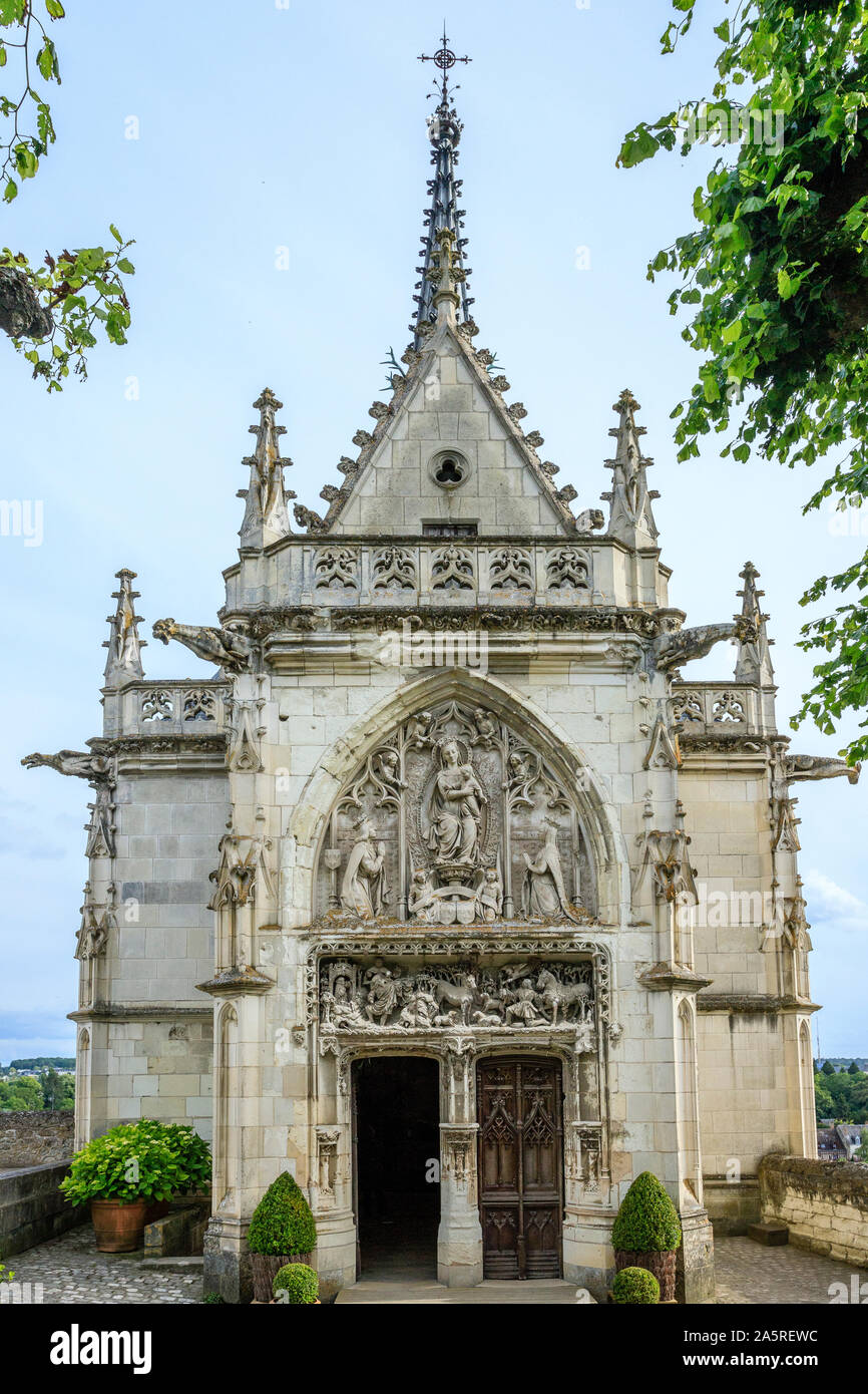 France, Indre et Loire, Loire valley listed as World Heritage by UNESCO, Amboise, Amboise royal castle, Saint Hubert chapel // France, Indre-et-Loire Stock Photo