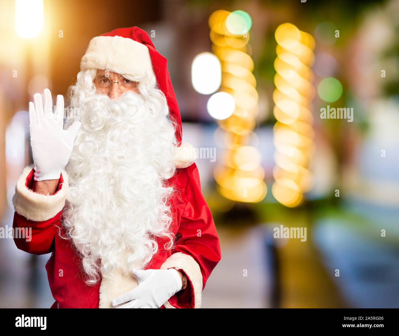 Santa claus waving goodbye hello hires stock photography and images