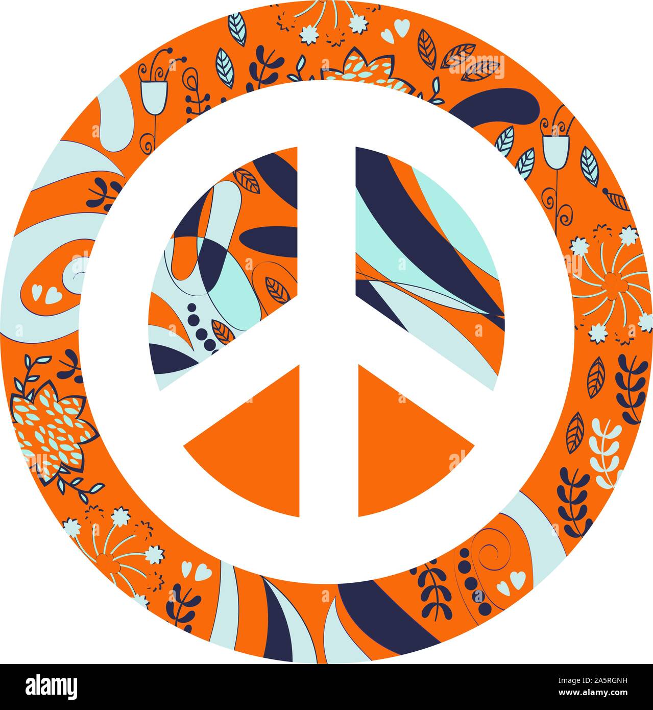Floral and geometric shapes peace sign in vector. Abstract image for design Stock Vector
