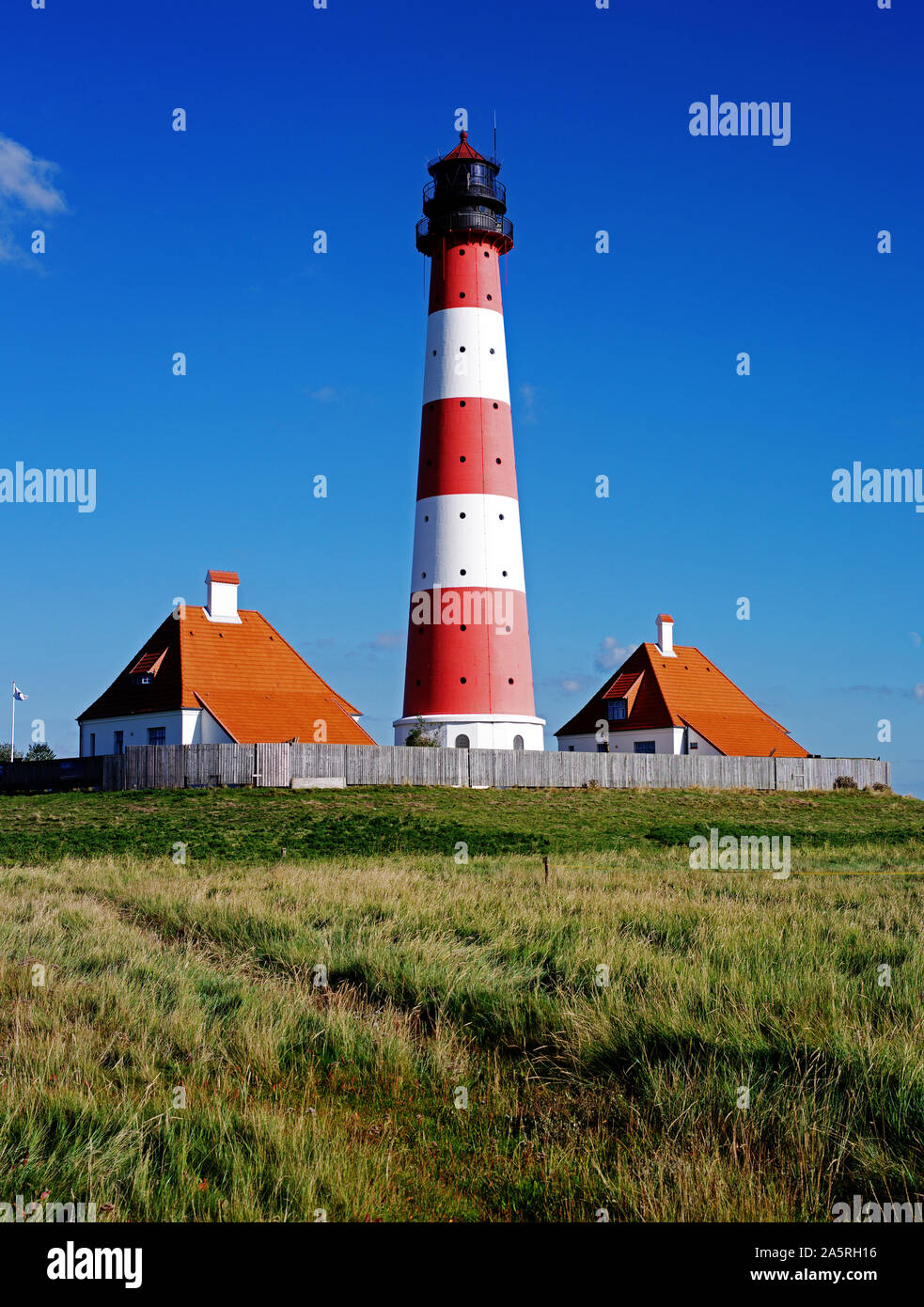 Leuchtturm von Westerhever, Westerheversand, bei St. Peter Ording, Schleswig-Holstein, Bundesrepublik Deutschland Stock Photo
