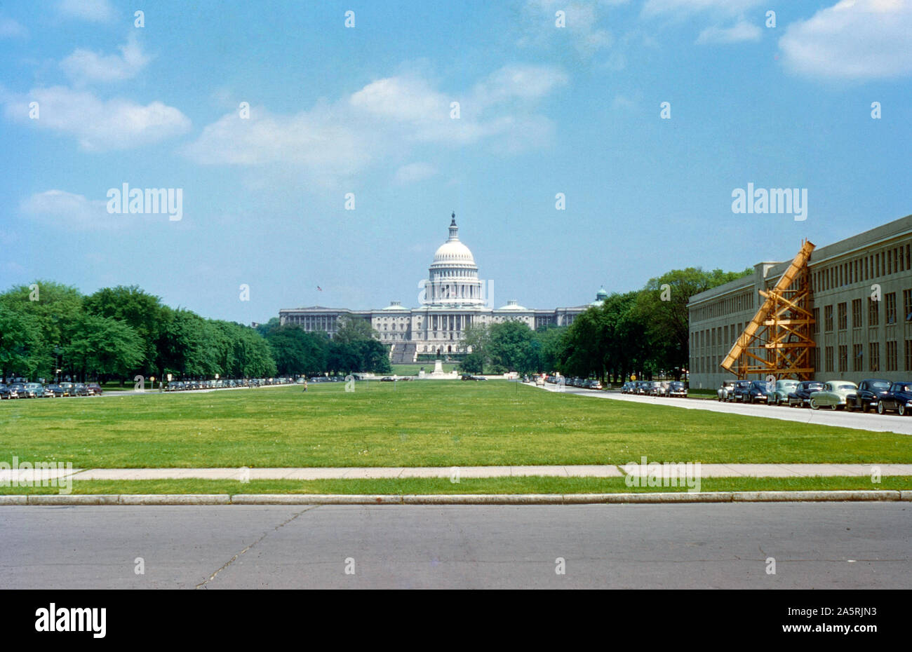 Antique c1940 photograph, the United States Capitol Building in Washington, D.C. SOURCE: ORIGINAL 35mm TRANSPARENCY Stock Photo