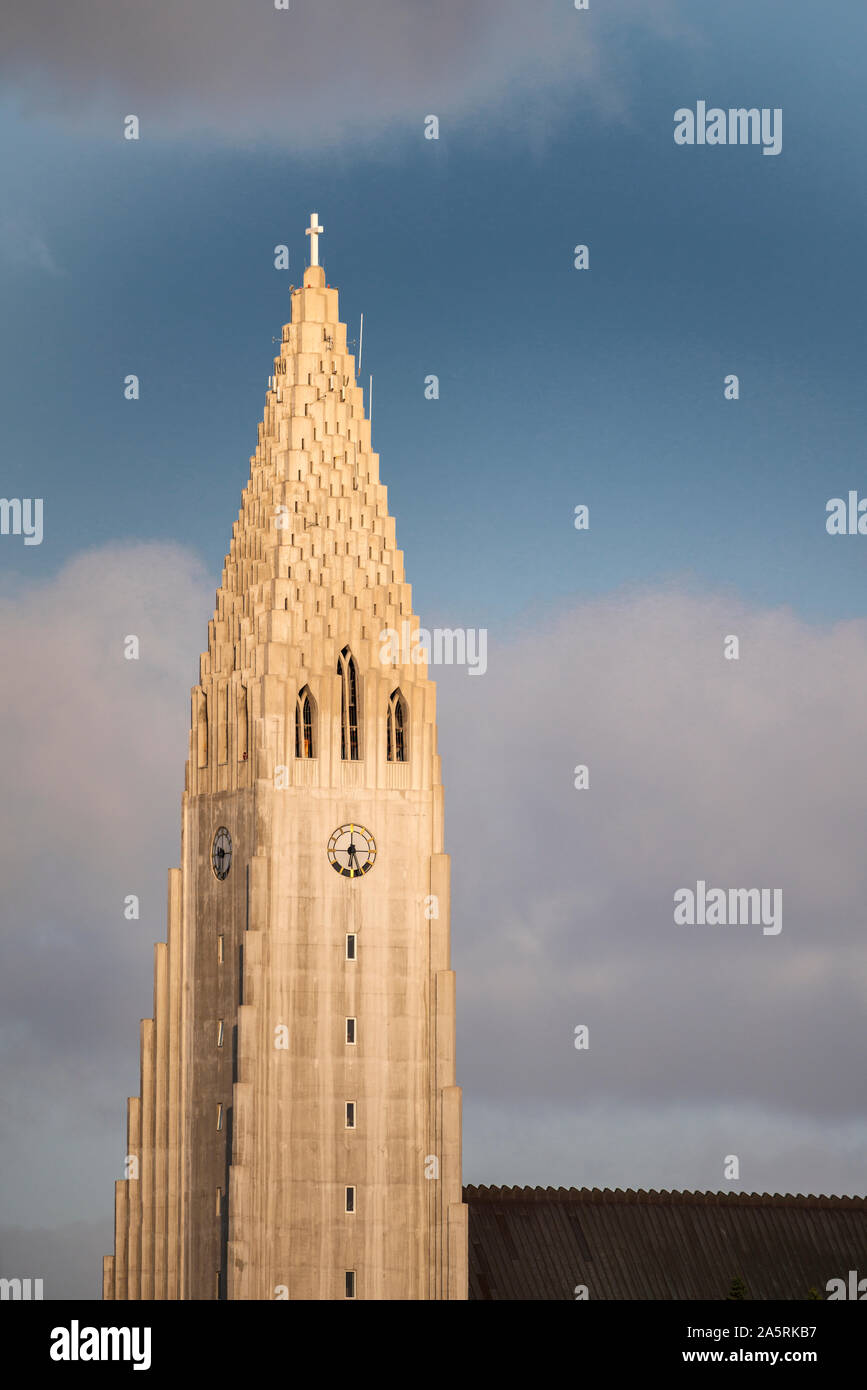 Hallgrimskirkja Church Tower, Reykjavik, Iceland Stock Photo
