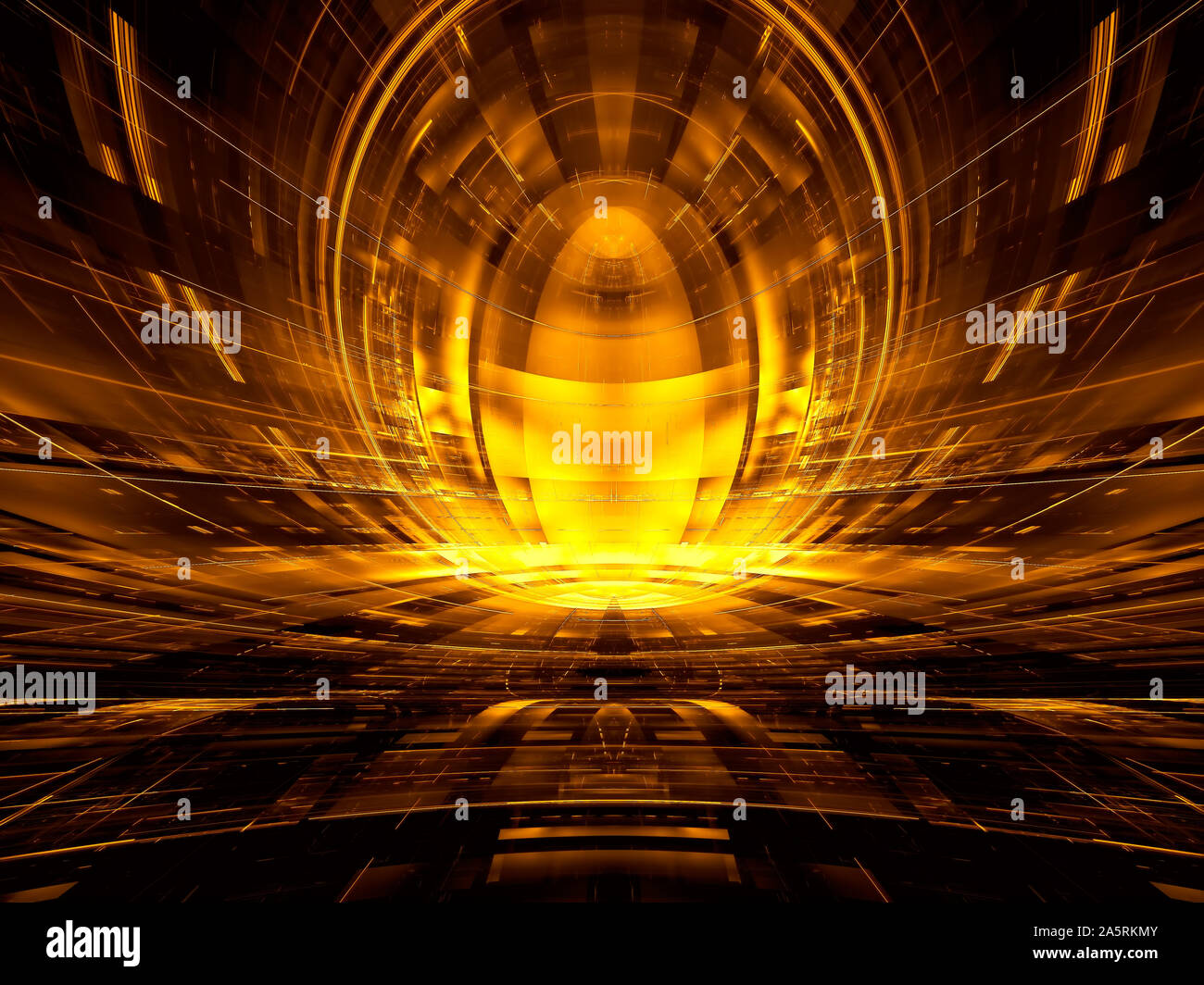 Concept sci fi golden background - abstract digitally generated 3d ...