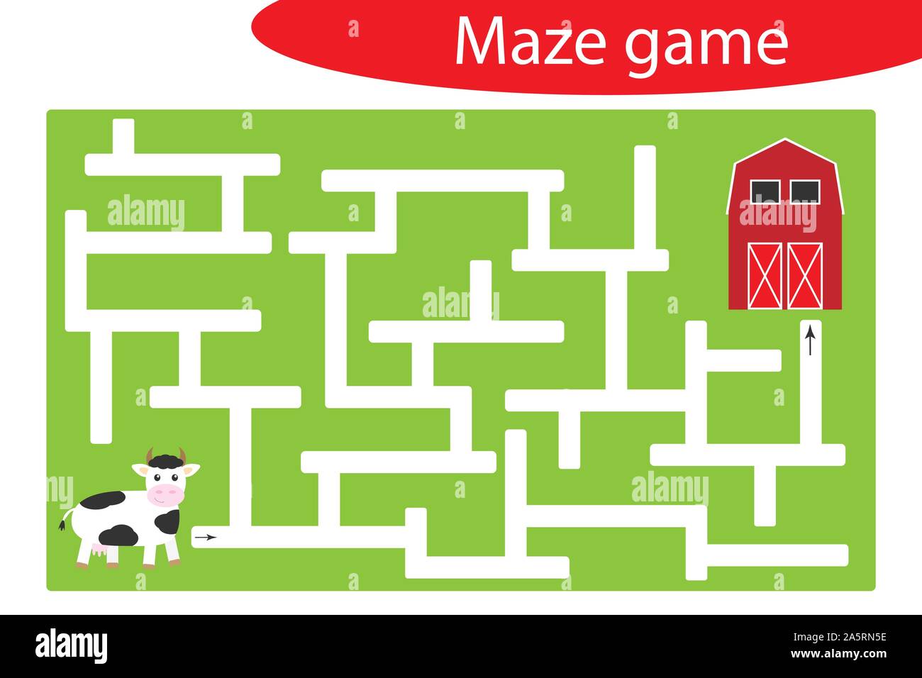 Labyrinth game, help the cow to find a way out of the maze, cute ...