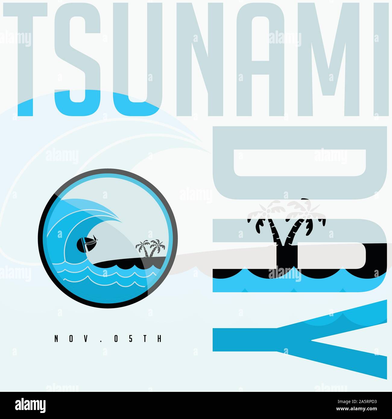World Tsunami Day, Tsunami icon, November 05, vector design Stock Vector
