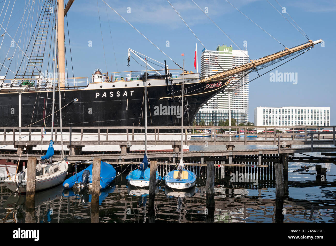 Passat, a 4 masted Barque at her moorings in Travemuende, Luebeck, Germany. Stock Photo